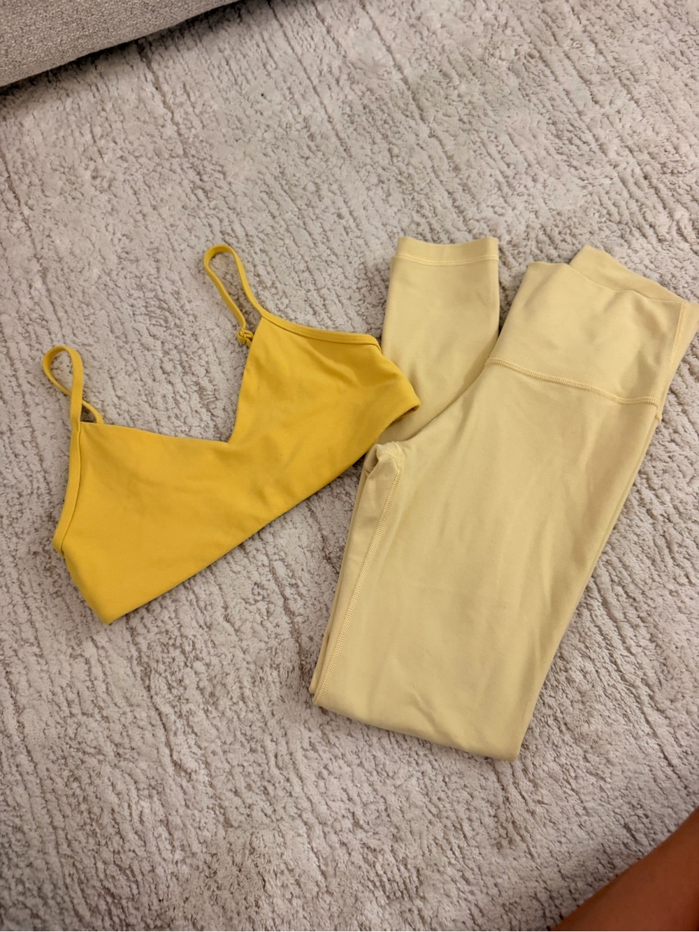 Yellow Aritzia Active Bralette and Leggings Set